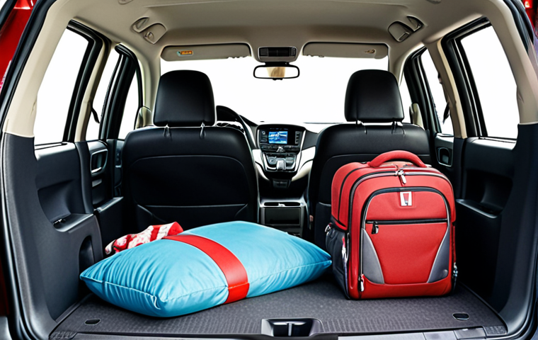 **Prompt:** Interior of a Honda CR-V, spacious cabin with comfortable seating and ample legroom. Luggage and vacation items are neatly packed in the cargo area. Focus on a happy family enjoying the space. Malaysian family context.